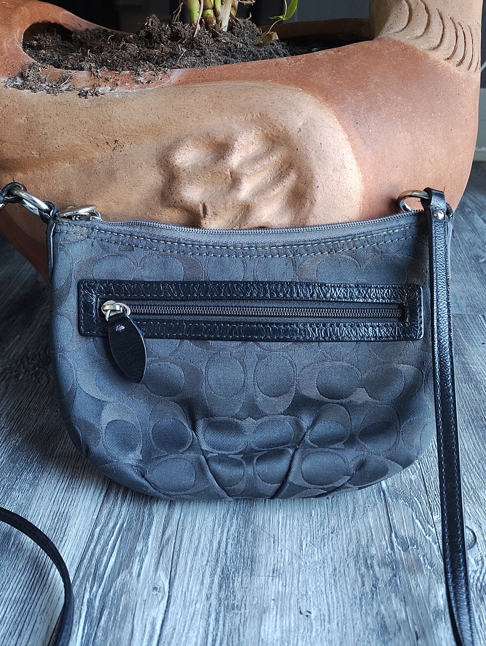 Coach Women's Grey Signature Crossbody Bag